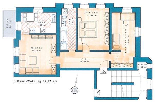 Grundriss - WE2 im Hochparterre