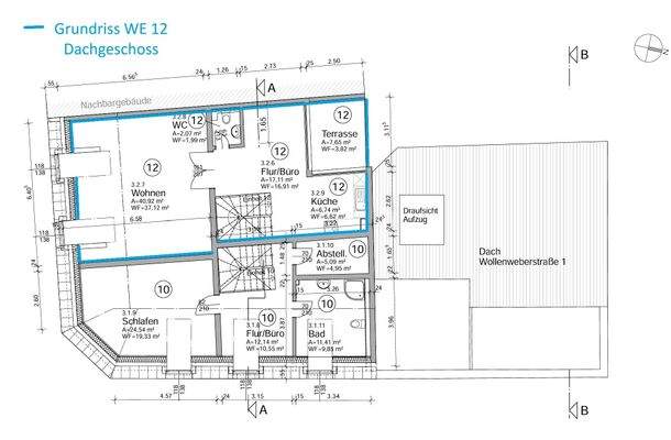 Grundriss WE 12 - Dachgeschoss mitte