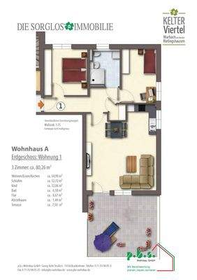Whg. 1 - Grundriss; Haupstr. 32, Marbach-Rielingshausen