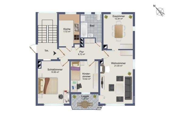 3 Zimmer aktueller Grundriss