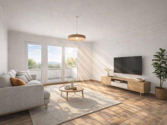 Wohnzimmer (per KI möbliert visualisiert)