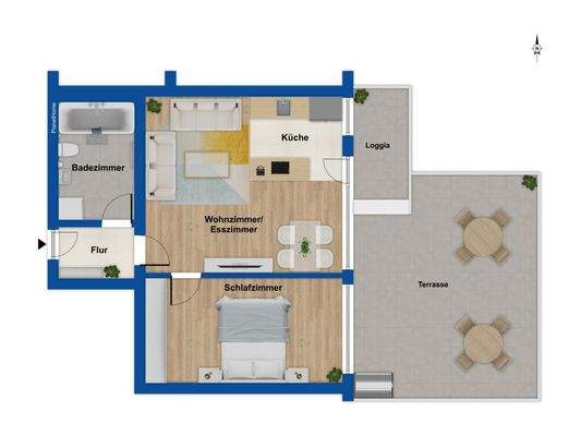 Grundrissvariante offene Küche