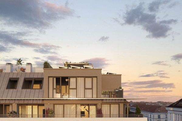 Herbststraße 6-10 | Außenansicht | Dämmerung