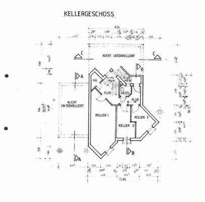 Grundriss Kellergeschoss mit Aufmaß