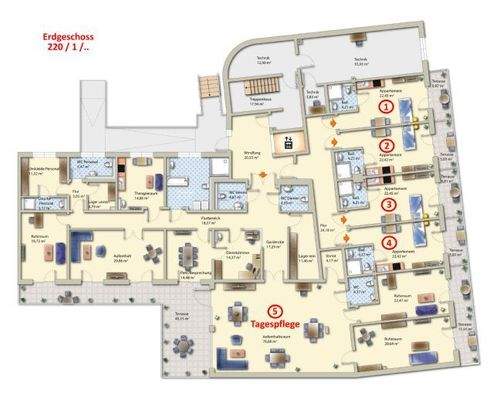 Grundrisse und Aufteilung im EG