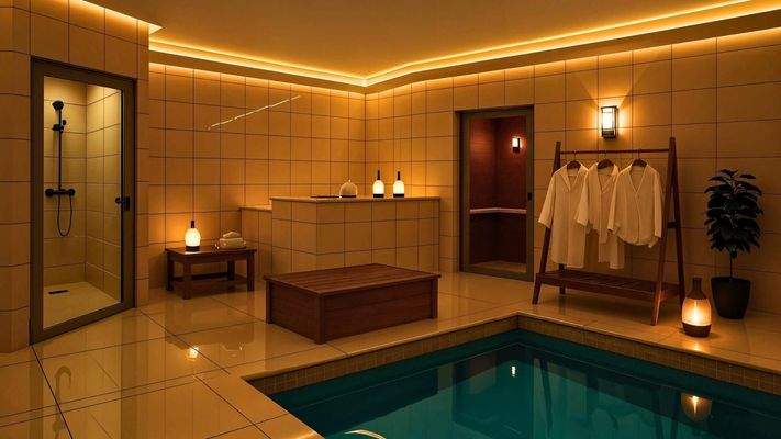 Visual–Sauna, Pool, WC