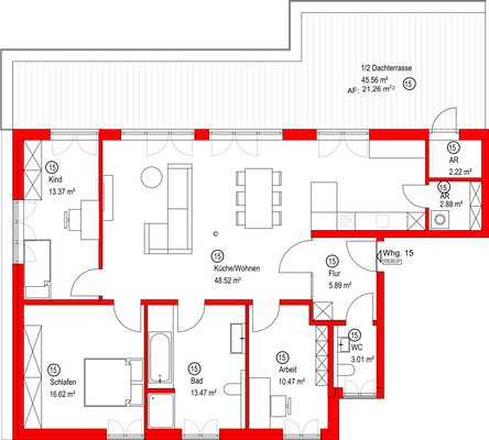 Grundriss - Wohnung Nr. 15