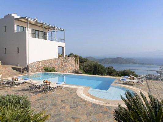 Kreta - Pano Elounda - luxuriöse Villa mit Pool und Panorama Meerblick auf die Mirabello Bucht