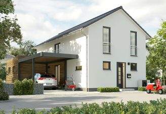Einfamilienhaus-Aura-125-Kubus-Carport-Holz-Strass