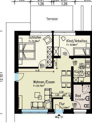 Grundriss 2-Zimmer-Wohnung