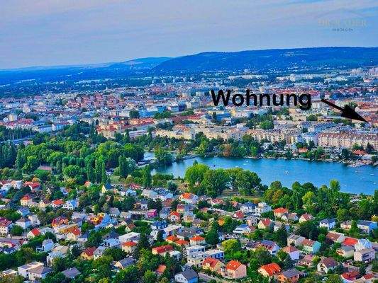 Lufbild mit Position der Wohnung