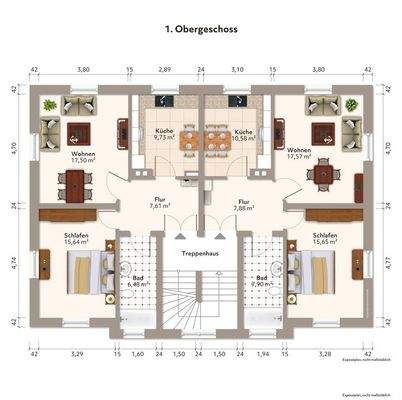 Grundriss 1.OG Beispiel möbliert