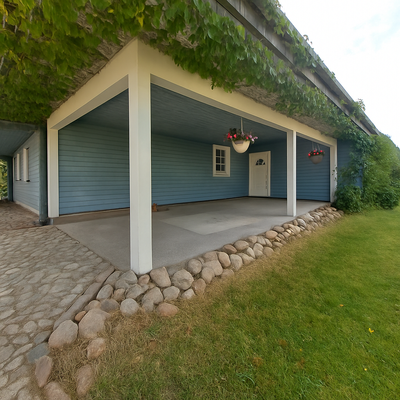 Blaues Haus mit Blumen und Steinweg.png