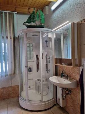 Duschbad und Saunaim Gästehaus