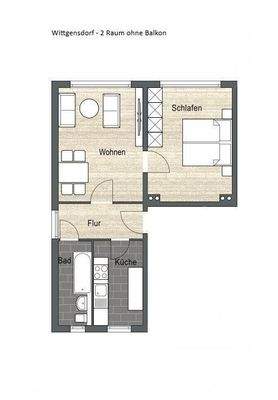 Grundriss 2 Raum Wohnung ohne Balkon