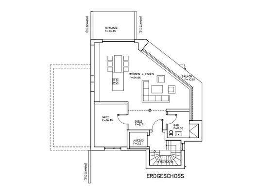 Erdgeschoss m. offenem Wohn- Essbereich u. Küche