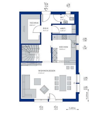 Grundrissbeispiel EG DHH 1