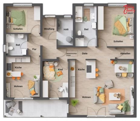 Grundriss mit Einliegerwohnung