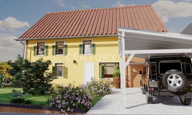 Front Visualisierung mit Carport