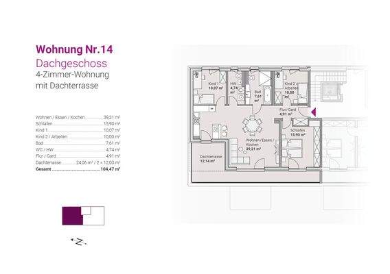 Grundriss Whg. Nr. 14