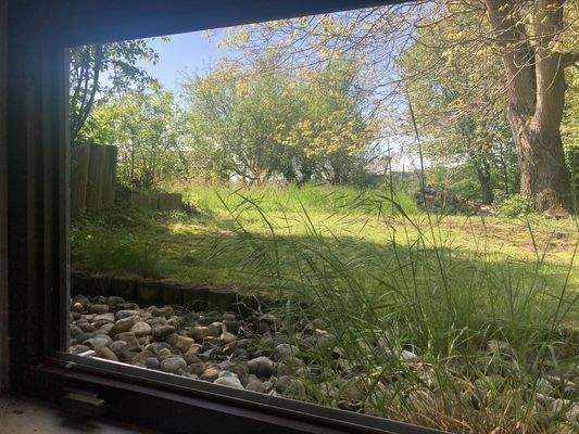 Ausblick Pool auf Garten