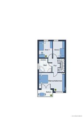 Grundrissskizze der Hauses - 1. Obergeschoss - nicht maßstabsgetreu - Möblierung dient lediglich der Veranschaulichung und ist teilweise nicht Bestandteil der Immobilie