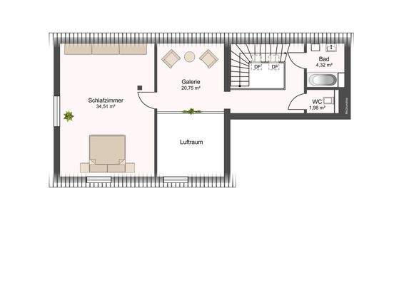 DG - Schlafzimmer, Galerie, Bad, WC