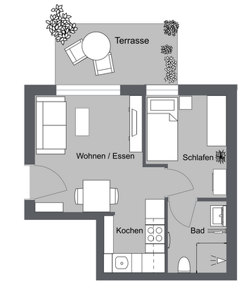  Grundriss 2-Zi.-Whg in 2d