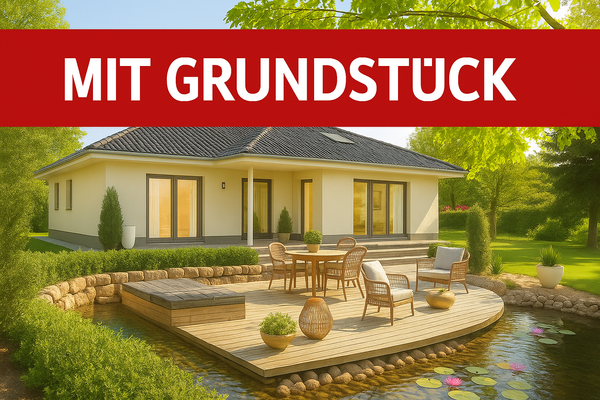 Moderne Einfamilienhaus mit Garten und Teich