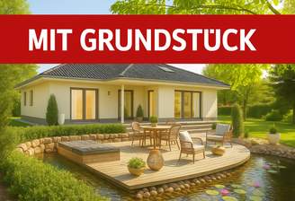 Moderne Einfamilienhaus mit Garten und Teich