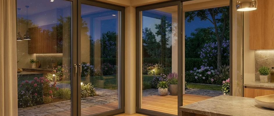 Blick von der Küche in den Garten