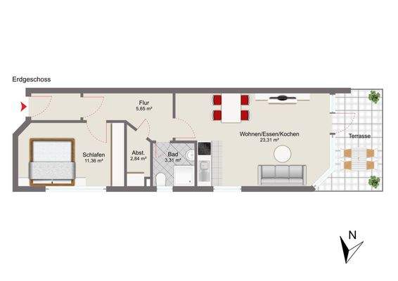 Erdgeschoss mit Mustermöblierung