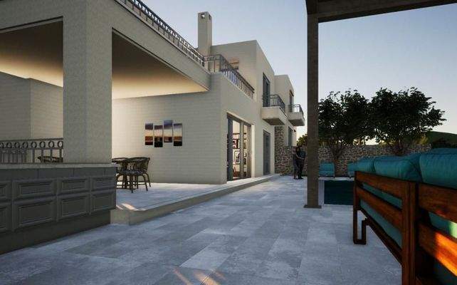 NEUBAU-PROJEKT: Kreta, Gerani bei Rethymno: Luxuriöses Haus mit atemberaubendem Meer- und Bergblick