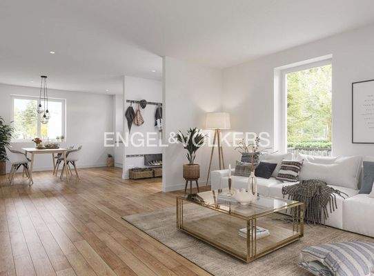 Visualisierter Blick in den Wohn-/Essbereich