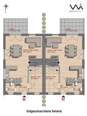 Grundriss 1 Haus Nr. 64 I 62