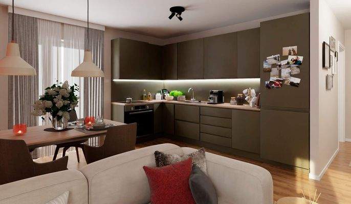 Die offene Wohnküche bietet Ihren Kochkünsten freien Raum