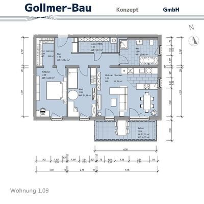 Grundriss Wohnung 1.09