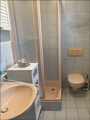 Badezimmer mit Dusche und WC im Obergeschoss