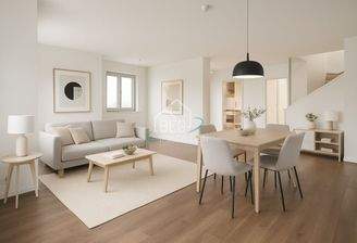 virtuell möblierter Wohn-Essbereich