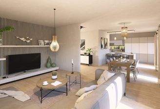 Ansicht Wohn-, Ess- & Kochbereich