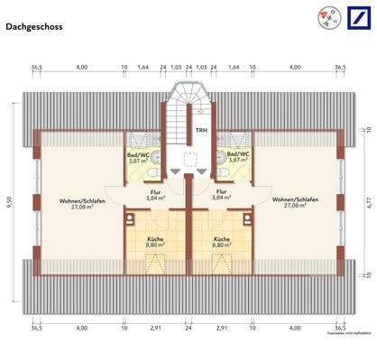 Grundriss Dachgeschoss unmöbliert