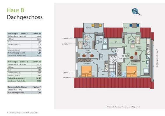 Grundriss Haus B - Dachgeschoss