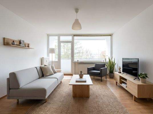 Das Wohn- und Schlafzimmer