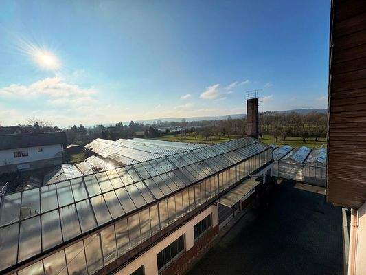 Betriebsgebäude mit Gewächshäusern