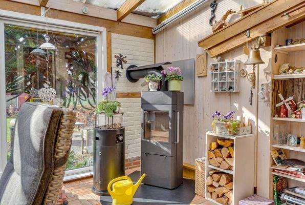 Kaminofen im Wintergarten