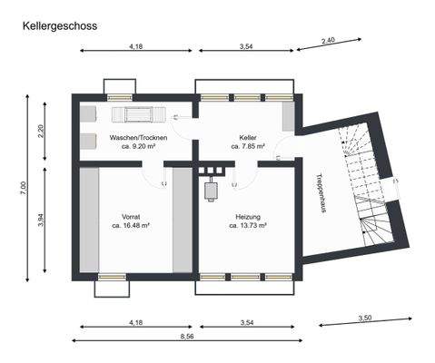 Grundriss KG gemäß Bauplan (Abweichungen möglich)
