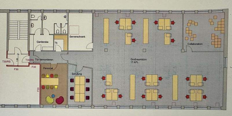 exemplarisch eingerichteter Grundriss, eine hälftige Etage 