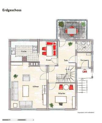 Grundriss Erdgeschoss, beispielhaft