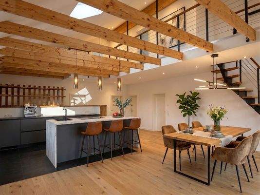 Wohnküche virtuell möbliert (EBK tatsächlich nicht vorhanden)