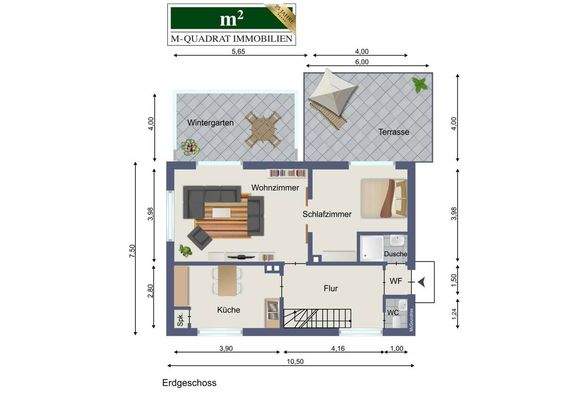 Grundriss Erdgeschoss optimiert u. bemaßt